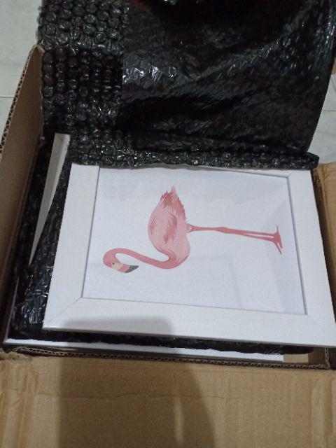 Wp Project Walldecor Hiasan Pajangan Frame Shabby Chic Flamingo Dan Kaktus Pink