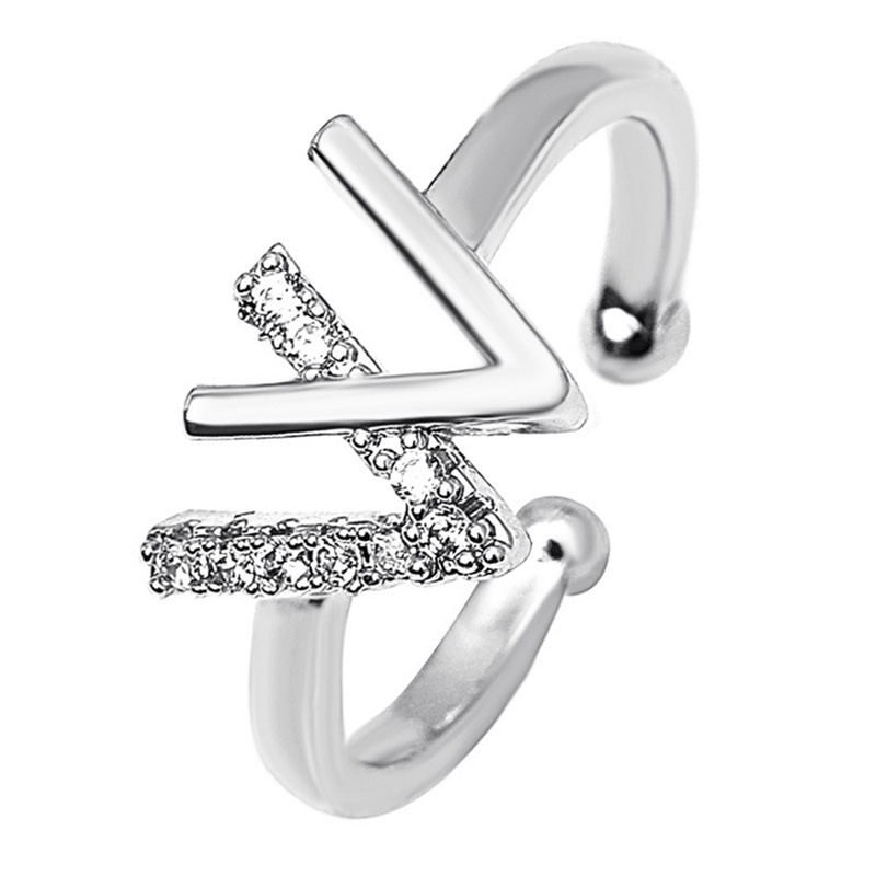 Korean Letter W Diamond Shiny Opening Adjustable Ring Girls Exquisite Ins Trend Sweet Ring Women Fashion Jewelry Accessories Gifts