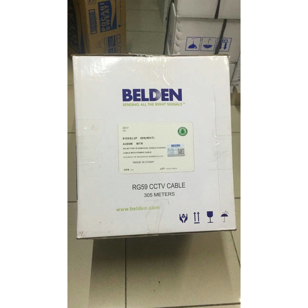 Kabel Belden / CCTV Coaxial RG59+Power 9105SL2P (PUTIH) 305M Original