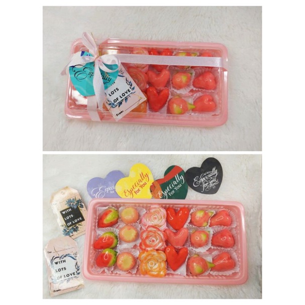 Kue Lukchup Hampers Pink Kue Hampers Gift Love Kue Buah Mini Thailand Kue Mawar