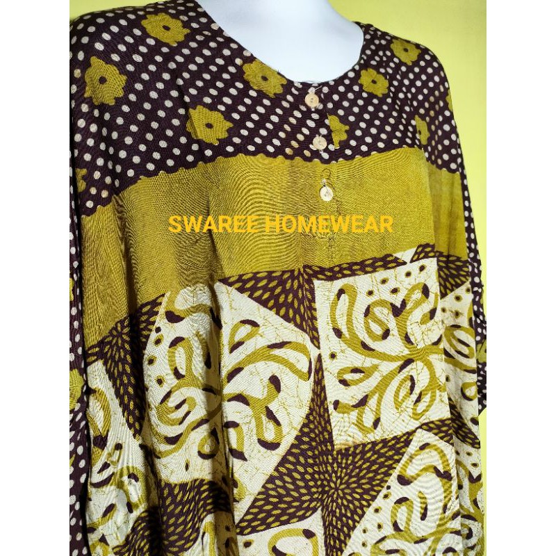 Gamis Rayon Homey Dress Terlaris Baju Wanita Lengan Panjang Muslim Syari Motif Batik