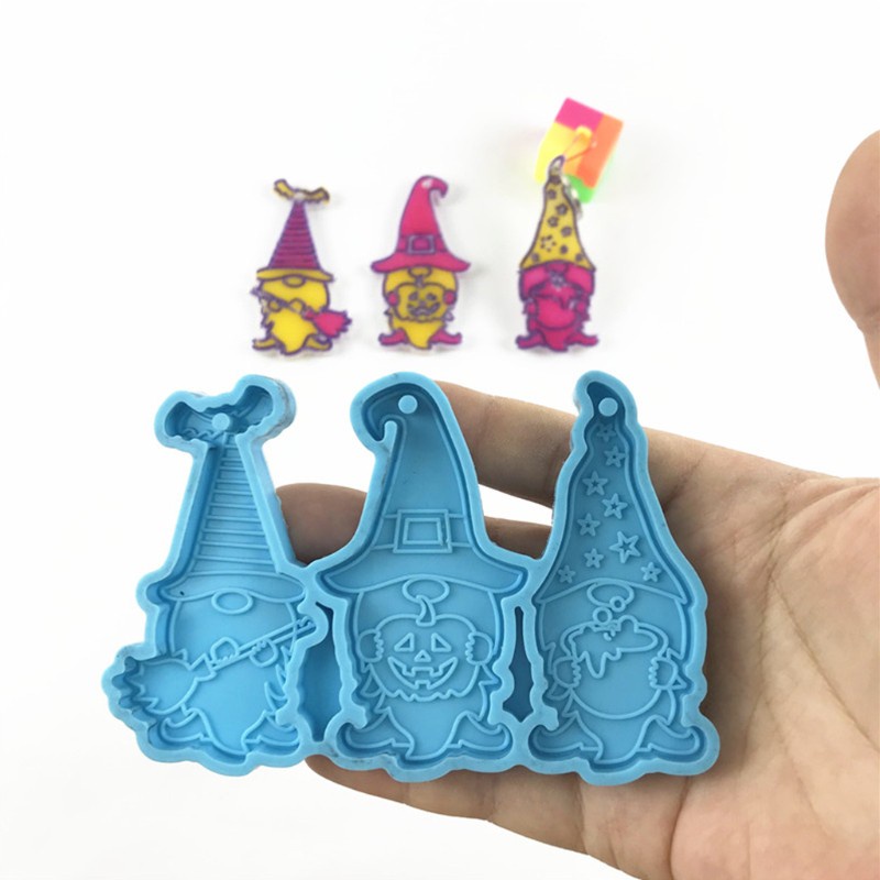 Glitter Halloween Gnomish Keychain Epoxy Resin Mold Dwarf Doll Pendant Silicone Mould