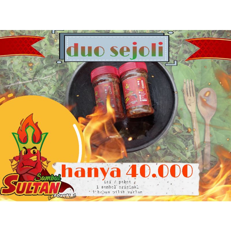 

paket dou sejoli (sambel sultan lv 1-3 ada cumi, tongkol, paru, original, pete, teri)