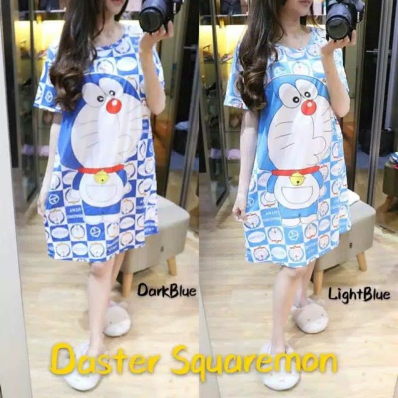 Daster doraemon biru muda & biru tua