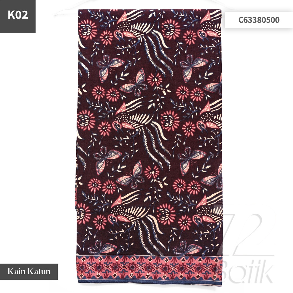 KAIN BATIK KATUN Premium Motif Kupu Kupu Two Tone Pagi Sore Warna Cream 722249 CAP 72