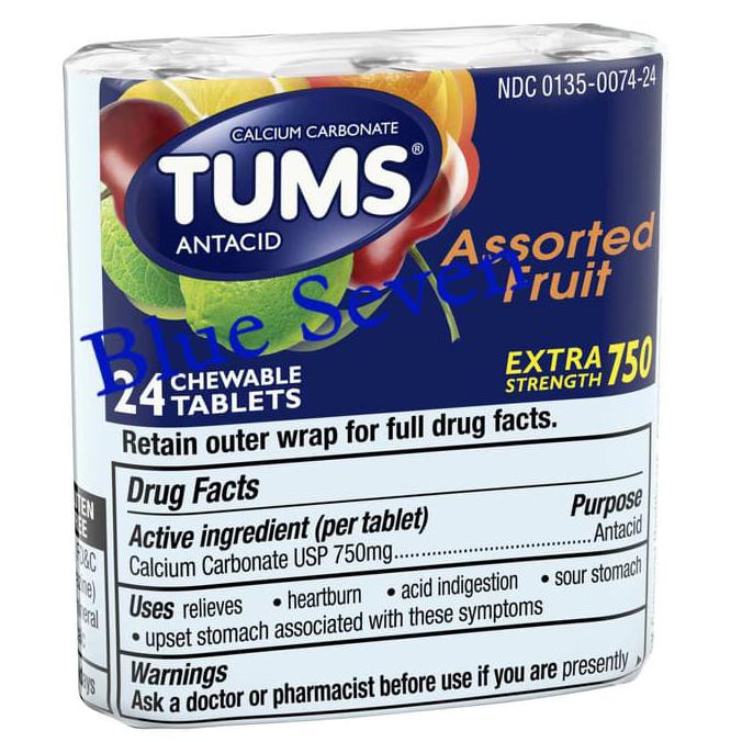 Calcium Tums rasa Assorted Fruit 8 tablets untuk maag & asam lambung