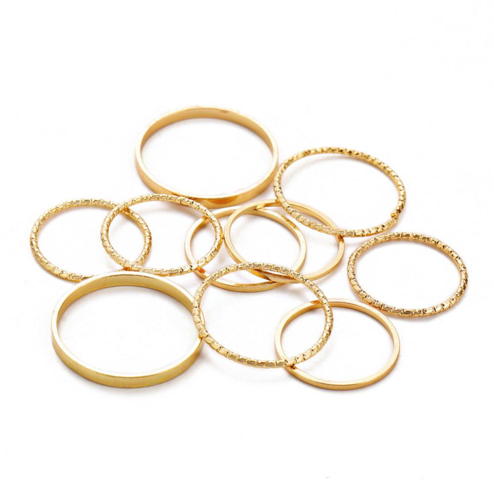 Timekey 10PCS / Set Cincin Alloy Vintage Minimalis Unik Untuk Wanita A3K6