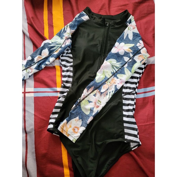 PRELOVED Baju Renang Pantai bikini Lengan Panjang Model Risleting Ukuran Besar