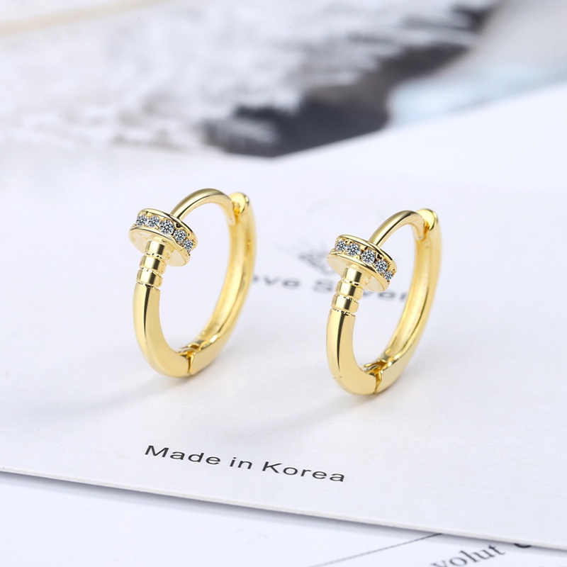 Anting Hoop Stud Bahan 925 Sterling Silver Untuk Unisex