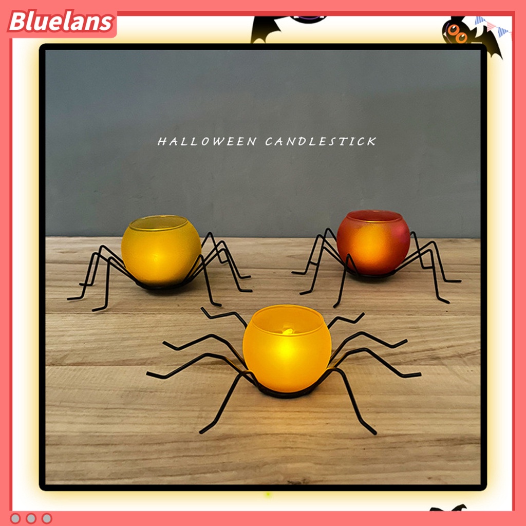 Stand Holder Lilin Bentuk Laba-Laba Bahan Metal Untuk Halloween