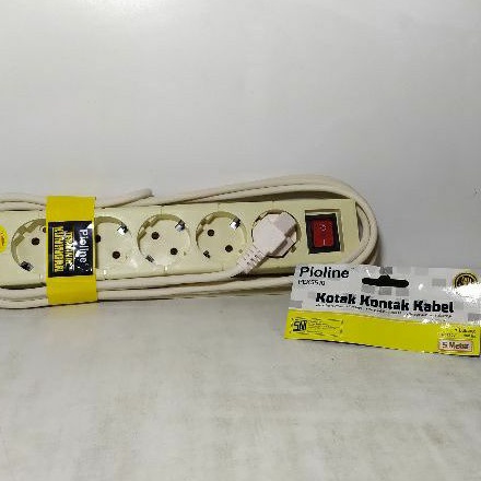 Stop Kontak Arde 5 Lubang Pioline Tambal Kabel 5 Meter Colokan Rol PEK-5510