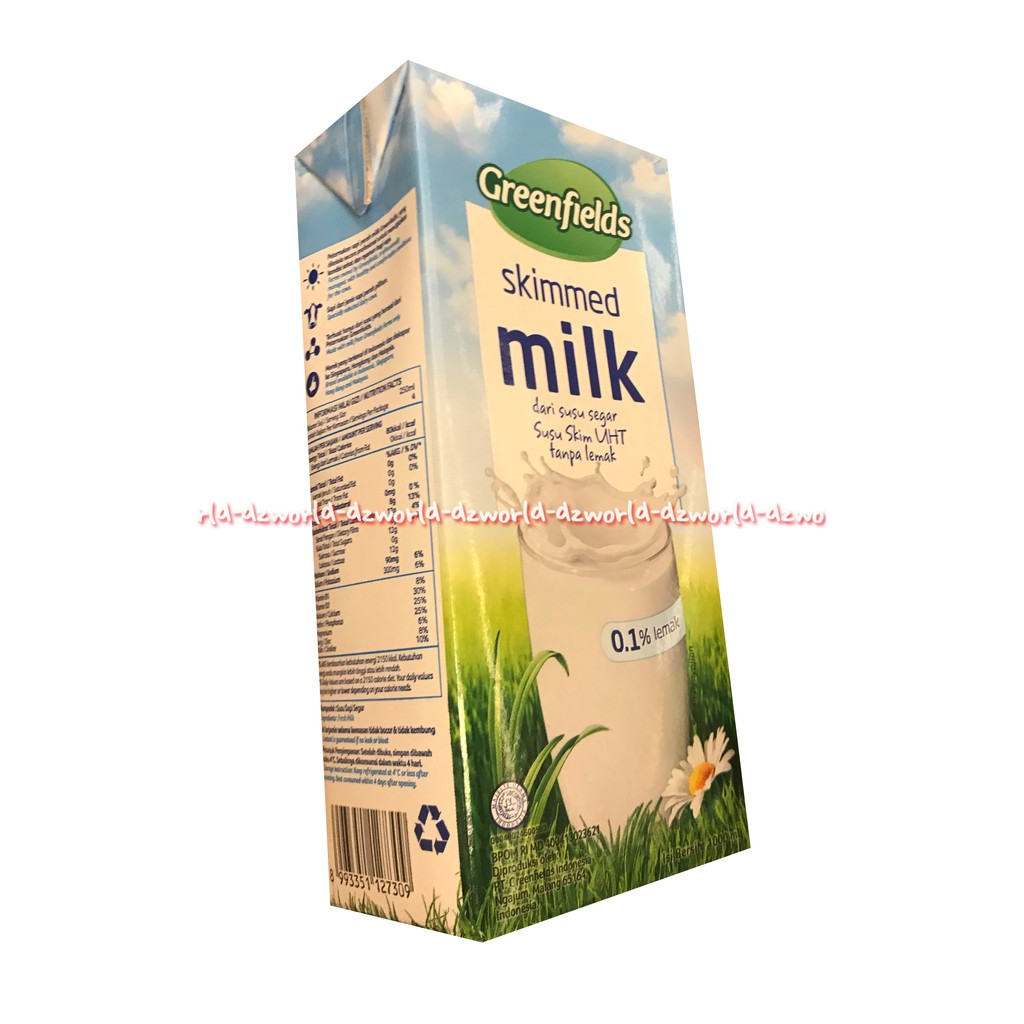 Greenfields Skimmed Milk Susu Skim UHT 1 Liter Susu Rendah Lemak Baik Bagi Kesehatan Green fields Greenfield