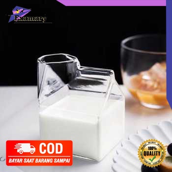 Gelas Kaca unik dan lucu untuk Susu atau sirup yang tahan panas dan dingin dengan Design Milk Box 30