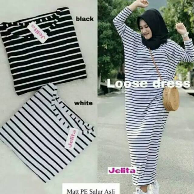 NH - LOOSE DRESS JUMBO BIG SIZE GARIS GARIS