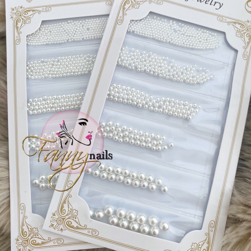 PEARL ROUND BEAD BEADS PEARL PUTIH MUTIARA / biji mutiara bulat nailart mix sized