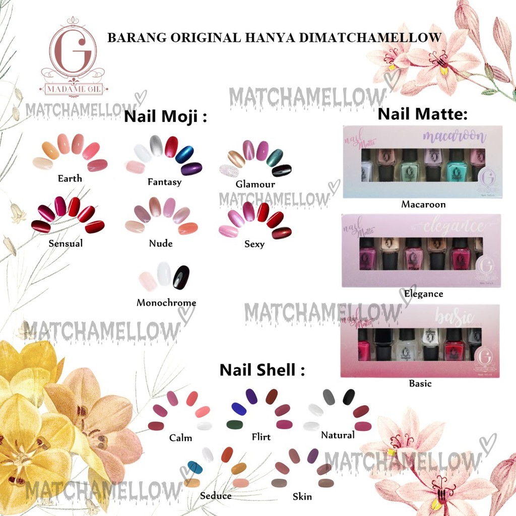 ❄️MATCHA❄️ MADAME GIE NAIL MOJI / N-MOJI SHEEL MATTE SERIES (1 SET ISI 6 PCS)