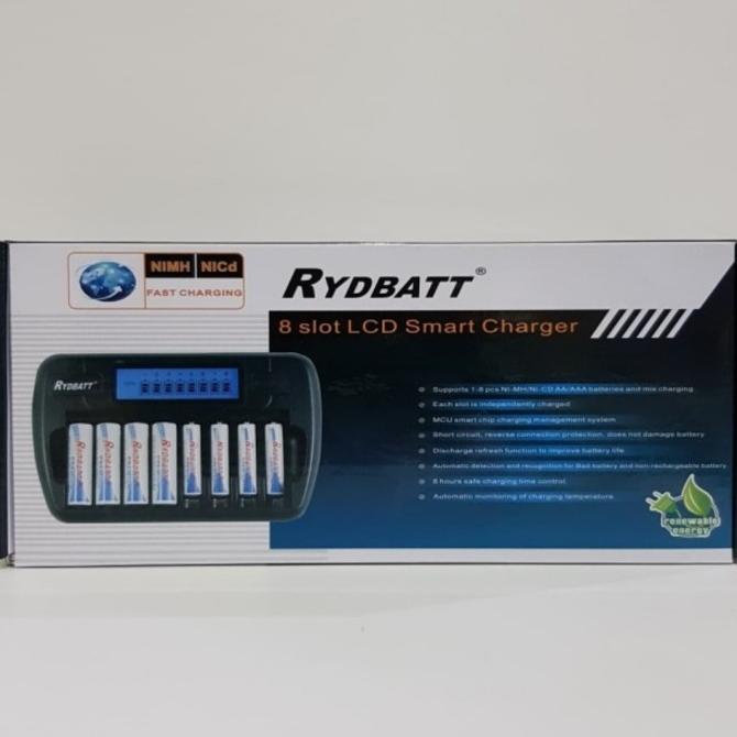 Charger Rydbatt 8 slot lcd smart charger with discharge function