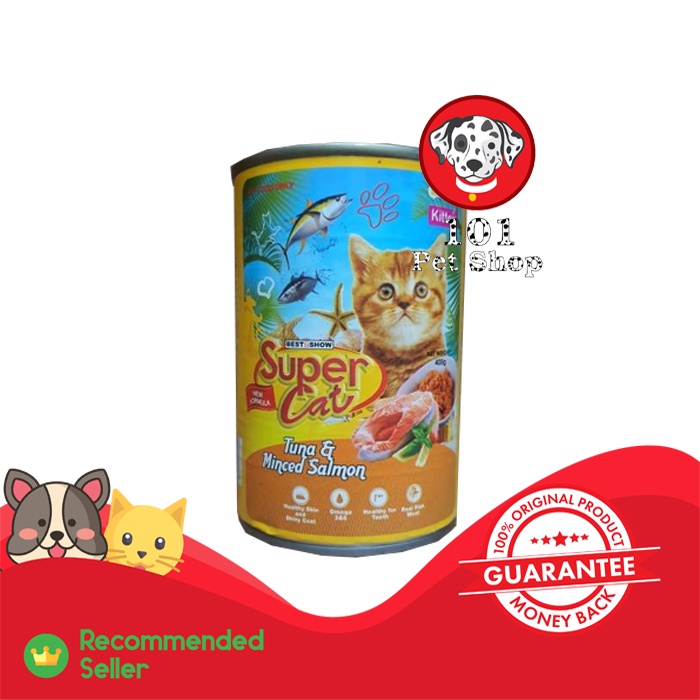 MAKANAN KUCING SUPER CAT KITTEN TUNA &amp; MINCED SALMON 400GR