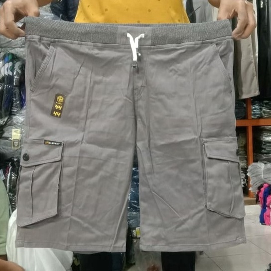 Celana Cargo Pendek Pria Model Pinggang Kolor RIP Jumbo Big Size Bahan Katun Twill Premium  Melar Ukuran 28 sampai 45