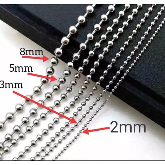 kalung titanium model biji lada / kalung pria wanita asli titanium