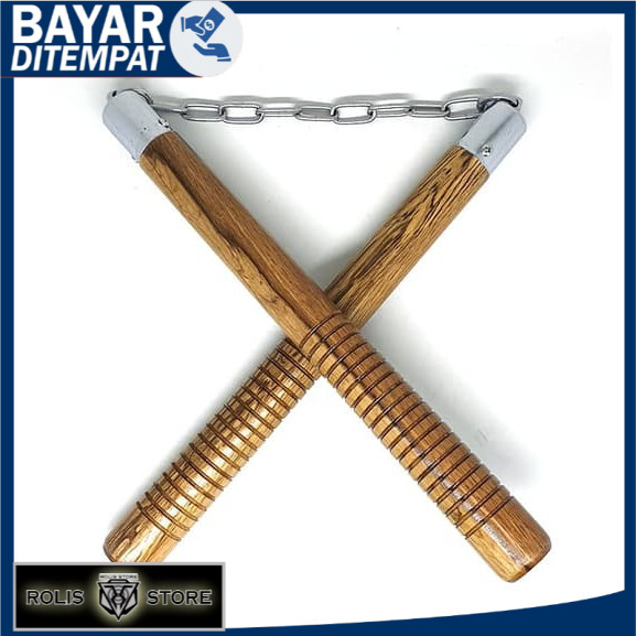 Double Stick Kayu Cokelat Nunchaku