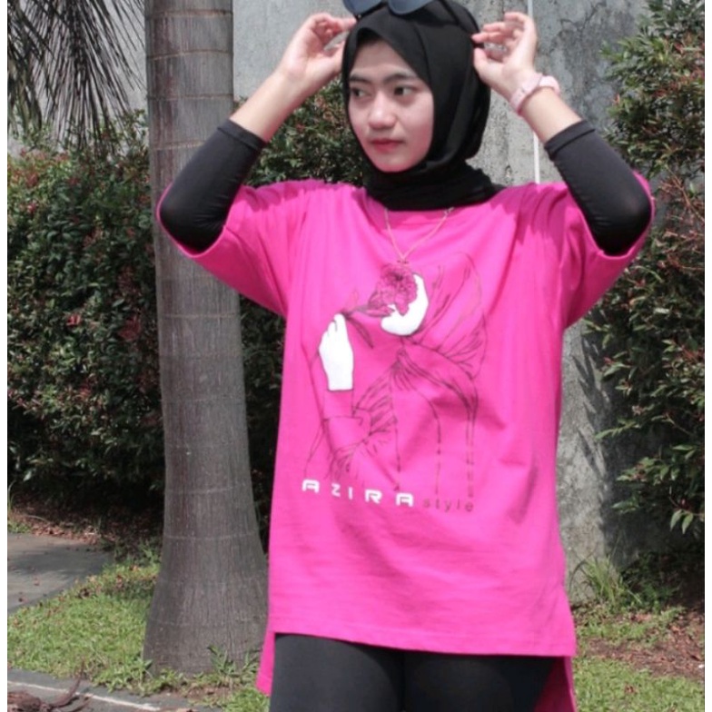 Atasan Kaos OVERSIZE Sablon Wanita Hijab Terbaru Jumbo Blouse Oversized // anggosae // Kaos Wanita Fanta