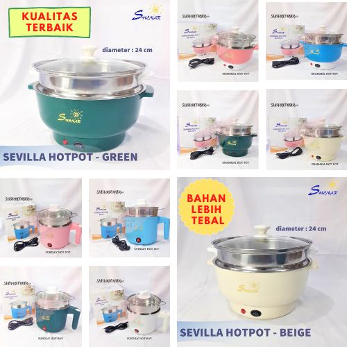 SHENAR PANCI LISTRIK WAJAN KUKUS ELEKTRIK FRYING PAN PORTABLE ELECTRIC COOKING POT WITH STEAMER PANCI - GRANADA SEVILLA SUNDAY HOTPOT, SHENARCORNER168