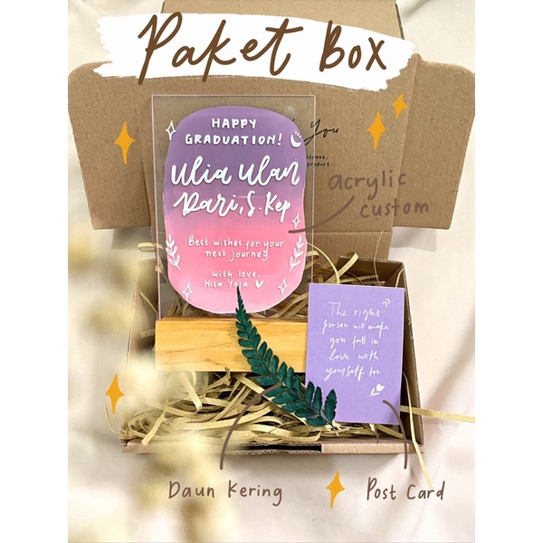 GIFT BOX AKRILIK LETTERING KADO ULANG TAHUN, KADO WISUDA, KADO WEDDING