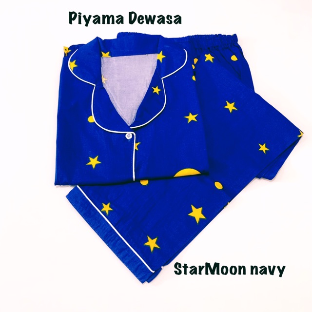 piyama starmoon navy bajutidur pasangan ibu anak keluarga bulan bintang