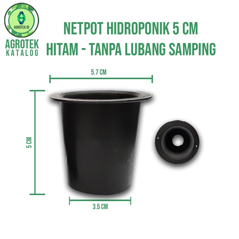 NETPOT HIDROPONIK 5 CM HITAM TANPA LUBANG SAMPING
