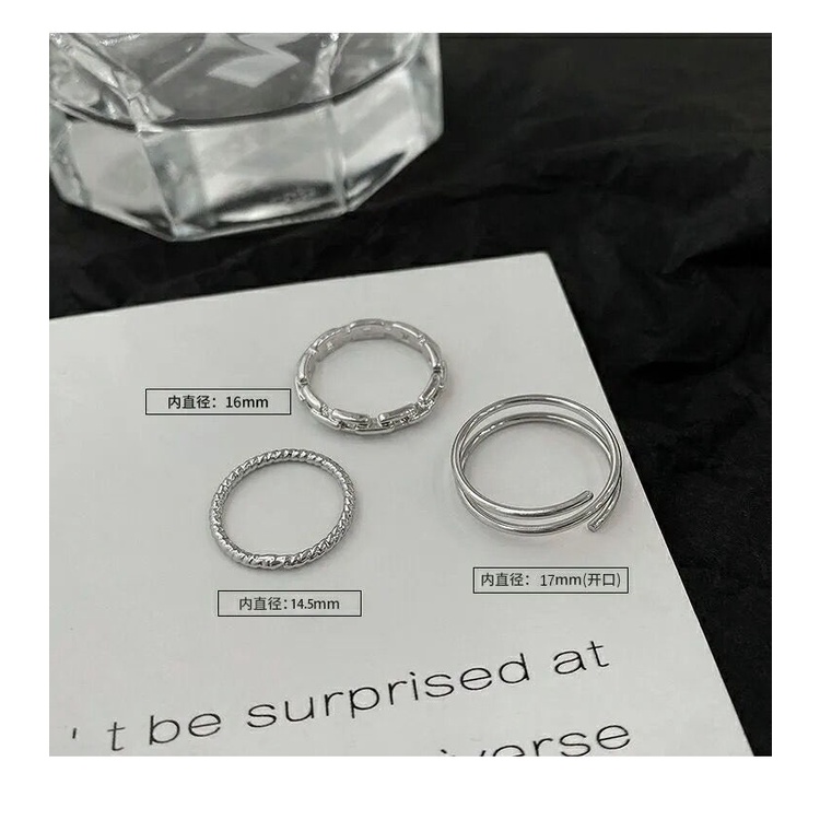 3Pcs Ins Twist Ring Female Hip-hop Open Combination Ring Women Finger Rings