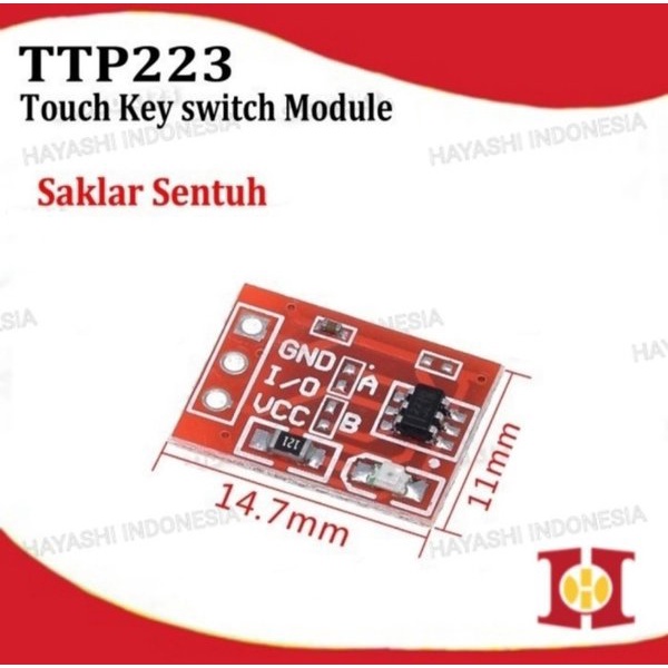 TTP223 Touch Sensor Sentuh Key Module Settable Capacitive 1 Ch Channel - 5pcs