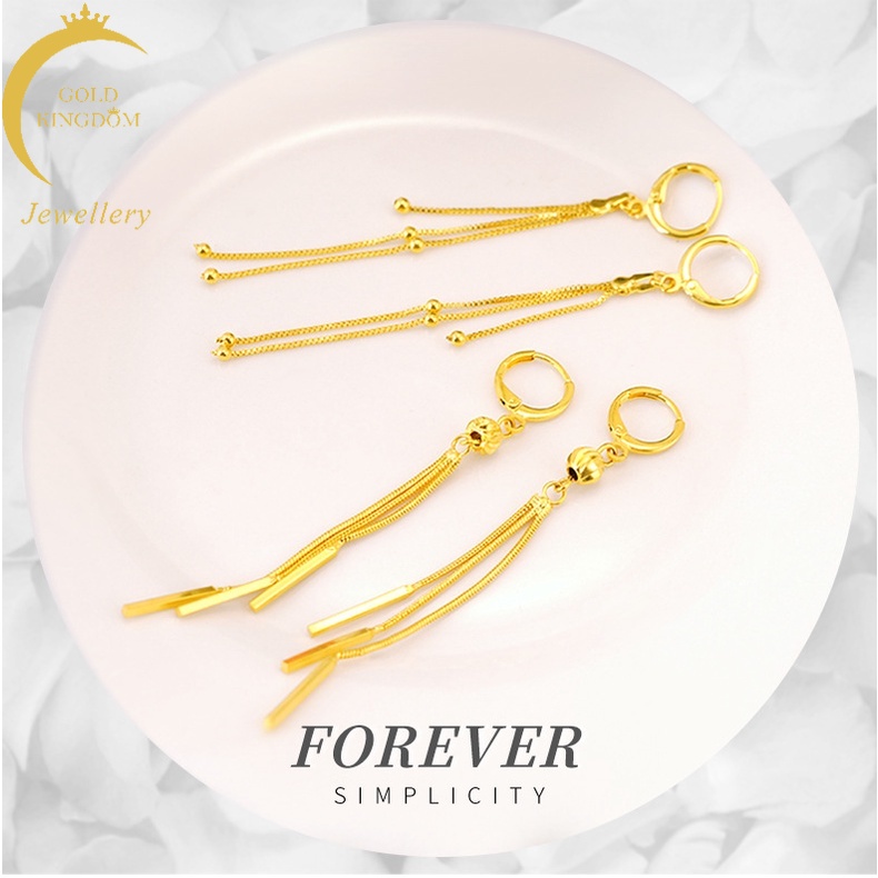 Anting Rumbai Panjang Lapis Emas Asli Kadar 375 Untuk Aksesoris Wanita