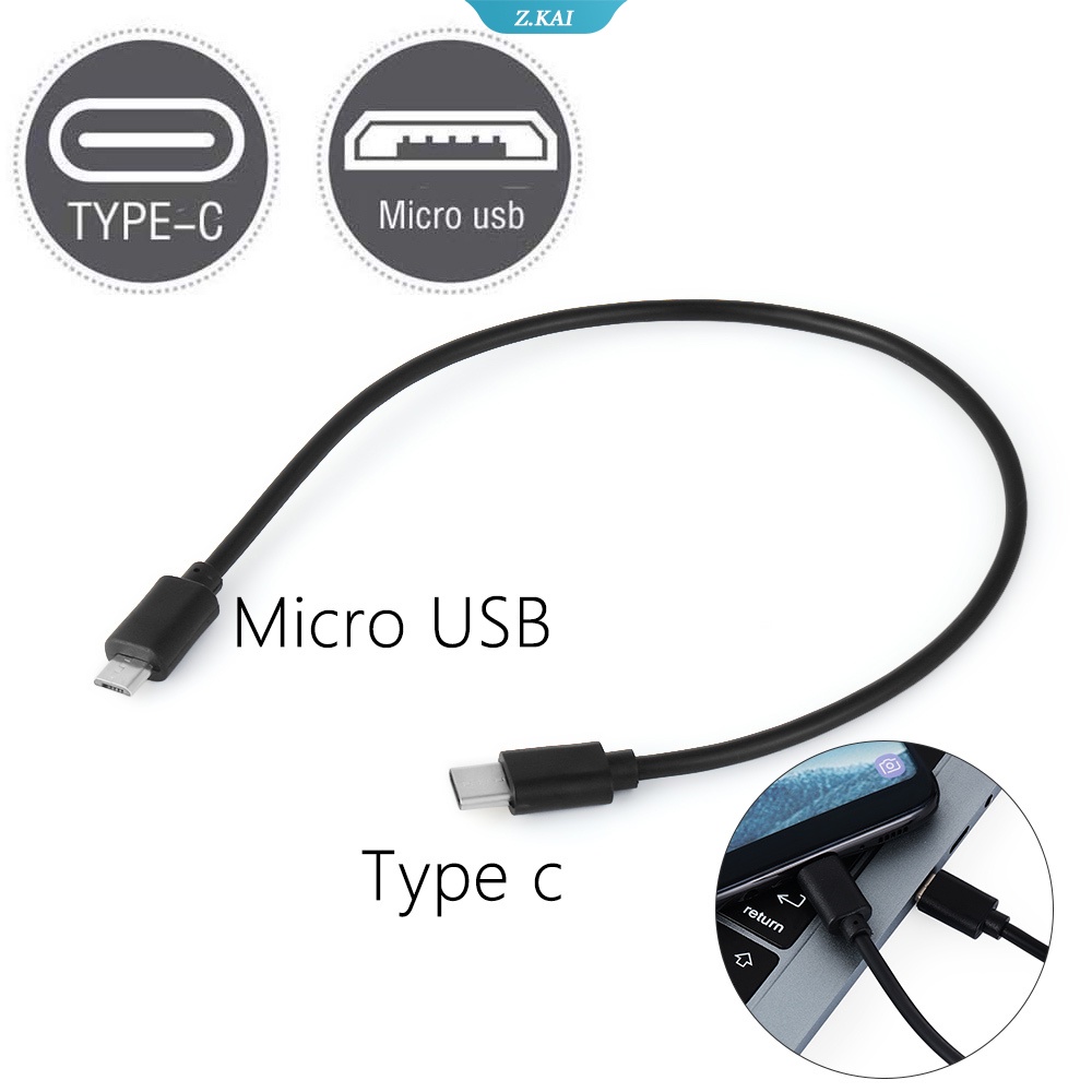 Kabel Data / Charger OTG USB Tipe C Male to Micro USB Male Panjang 25cm / 1m