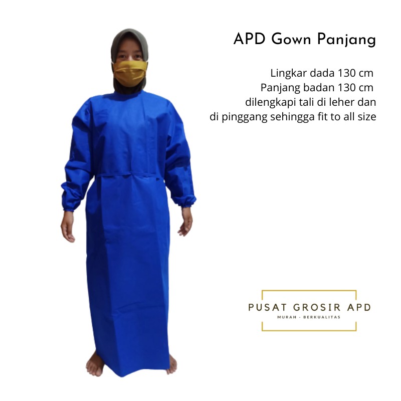 APD Gown Panjang 130cm Spunbond 75 gsm / gamis apd / apd gamis / hazmat / coverall