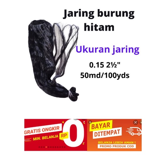 Jaring burung hitam 0.15 2½ inchi senar tebal Jaring burung murah jala burung prangkap burung