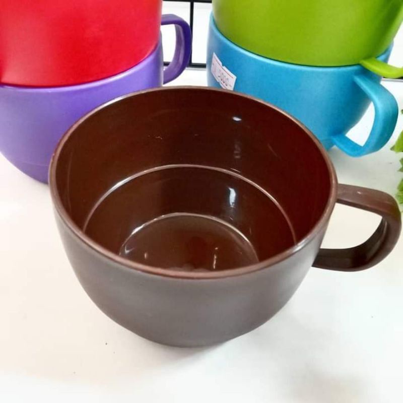 CANGKIR ESPRESSO 3333 / CANGKIR gelas mug gagang PLASTIK TEBAL MURAH warna hijau coklat merah ungu putih unik serbaguna tahan panas kopi minum air