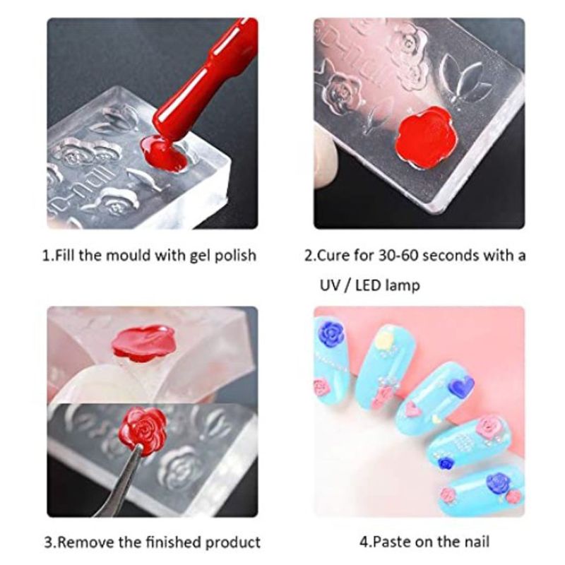 SIY  12Pcs Mini Size Nail Art Silicone Mold Leaves Flower Animals Template Acrylic Gel Tools Resin Mold Jewelry Making Tools