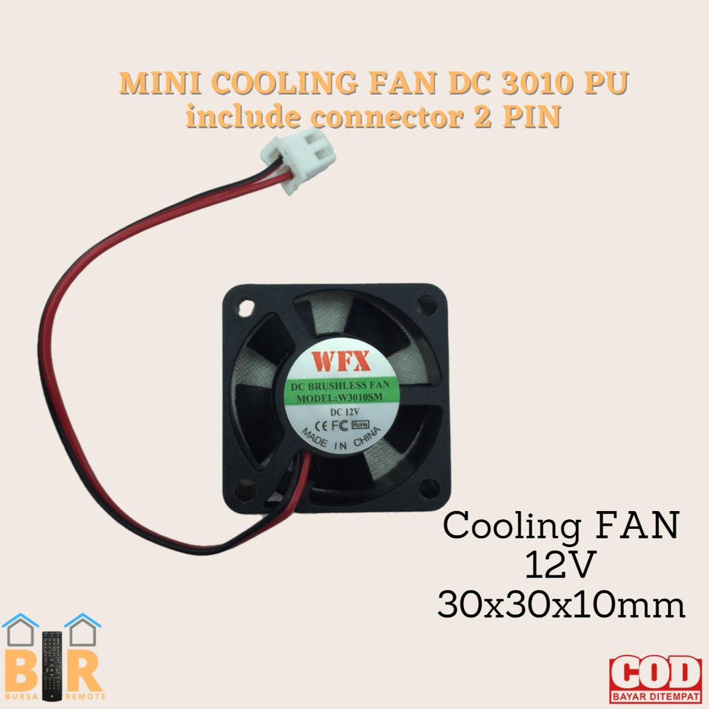 MINI COOLING FAN DC 3CM - 12CM  12V 1A Dc CPU include connector 2 PIN