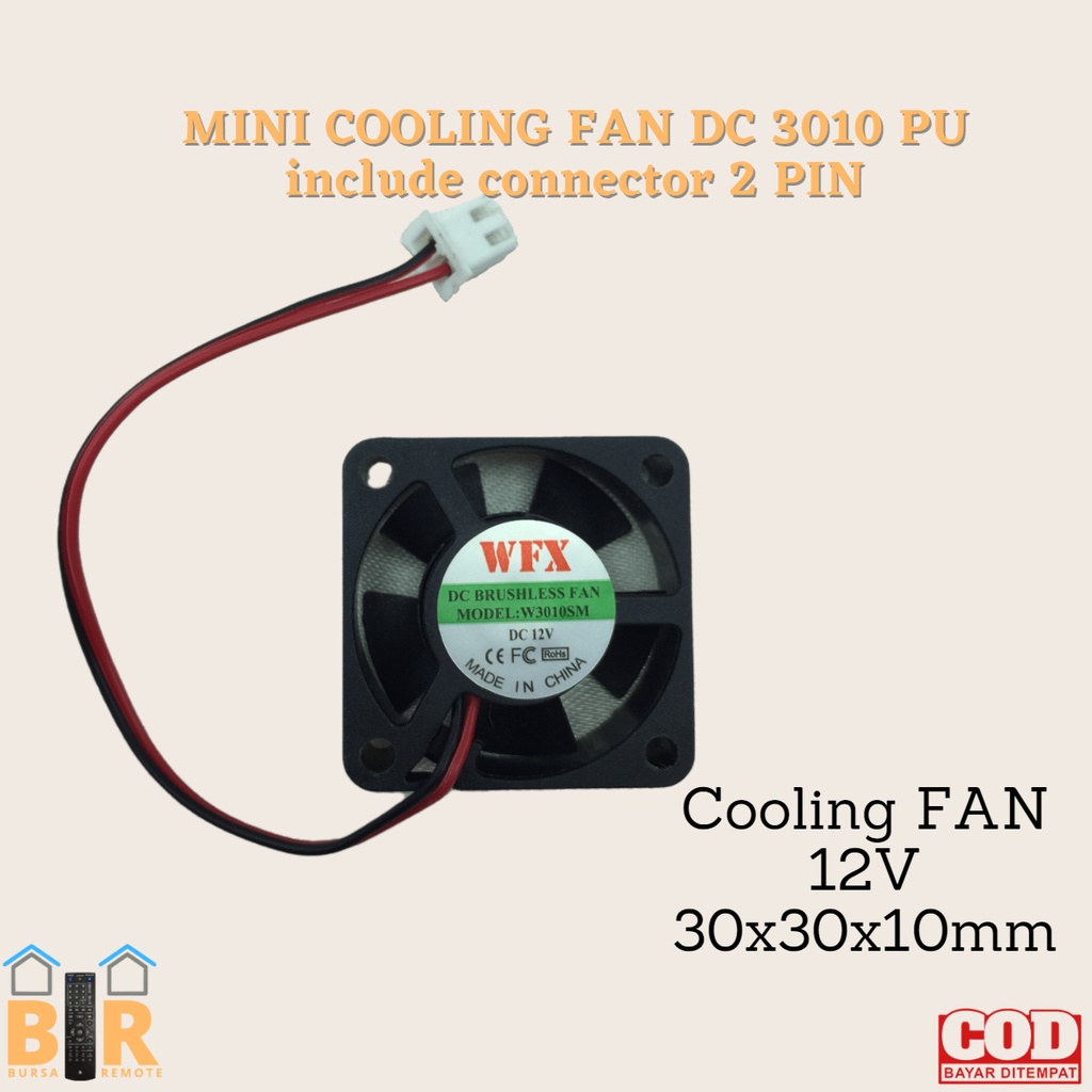 MINI COOLING FAN DC 3CM - 12CM 3010 4010 4020 5012 6010 6015 6025 7015 8025 9025 12025 12V 1A Dc CPU include connector 2 PIN