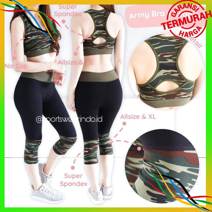 OLAHRAGA ARMY SET LEGGING BAJU SENAM WANITA BAJU ZUMBA ORIGINAL ALL SIZE BAYAR COD