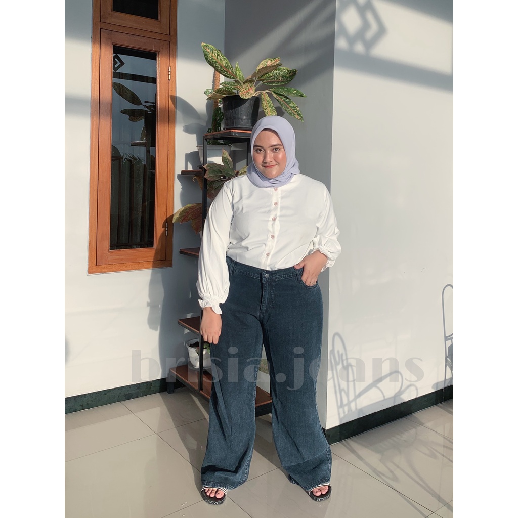 BRISIA JEANS - WENDY Boyfriend Jeans JUMBO - Snow Black - Black Size 34-38 / Loose Jeans BIGSIZE