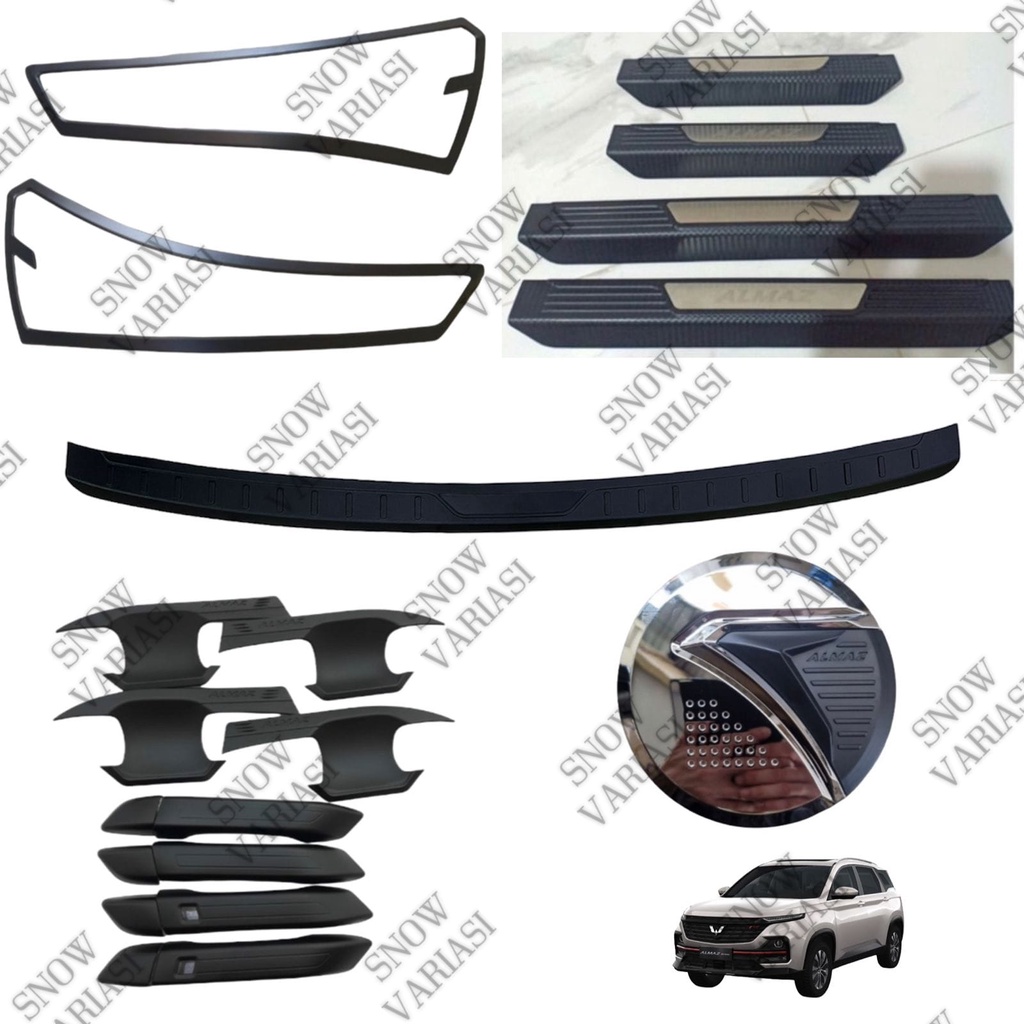 Paket Garnish Outer Handle Tank Cover Sillplate Wuling Almaz Hitam Chrome