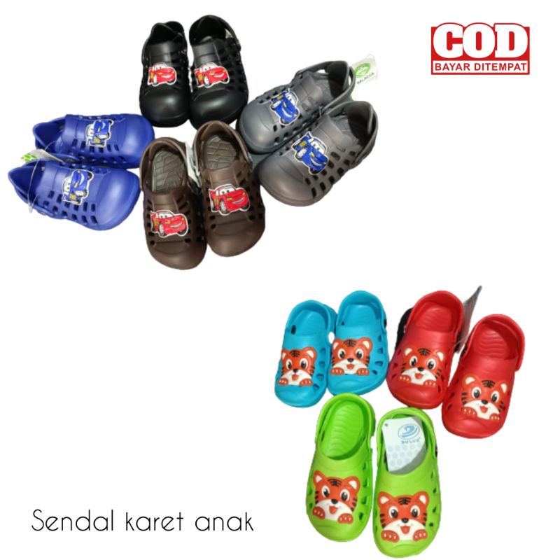 Sandal Bayi Sepatu Karet Anak Laki Laki Motif Mobil dan Kucing usia 6- 2 tahun