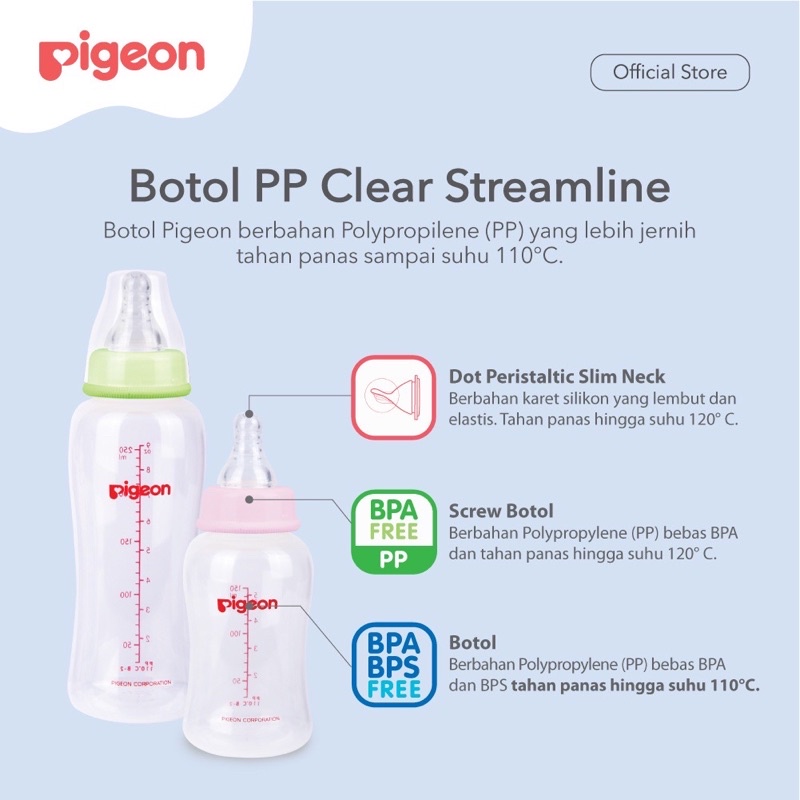 PIGEON Botol PP Clear Streamline 150Ml | Botol Susu Bayi