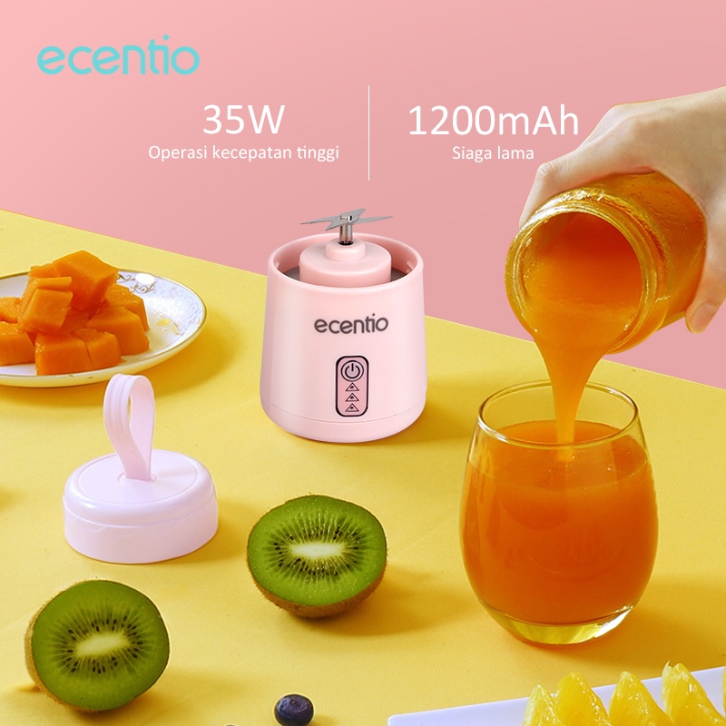 ecentio Blender 2 cangkir Mini 8 Mata/4 Mata Pisau Kaca Juice Blender USB Portable Cup Glass Botol Blender 300ml +300ml/ 380ml +380ml