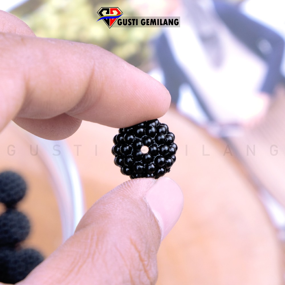 Isi 12pcs Bahan Bros Bola Berry Hitam Pekat 12mm