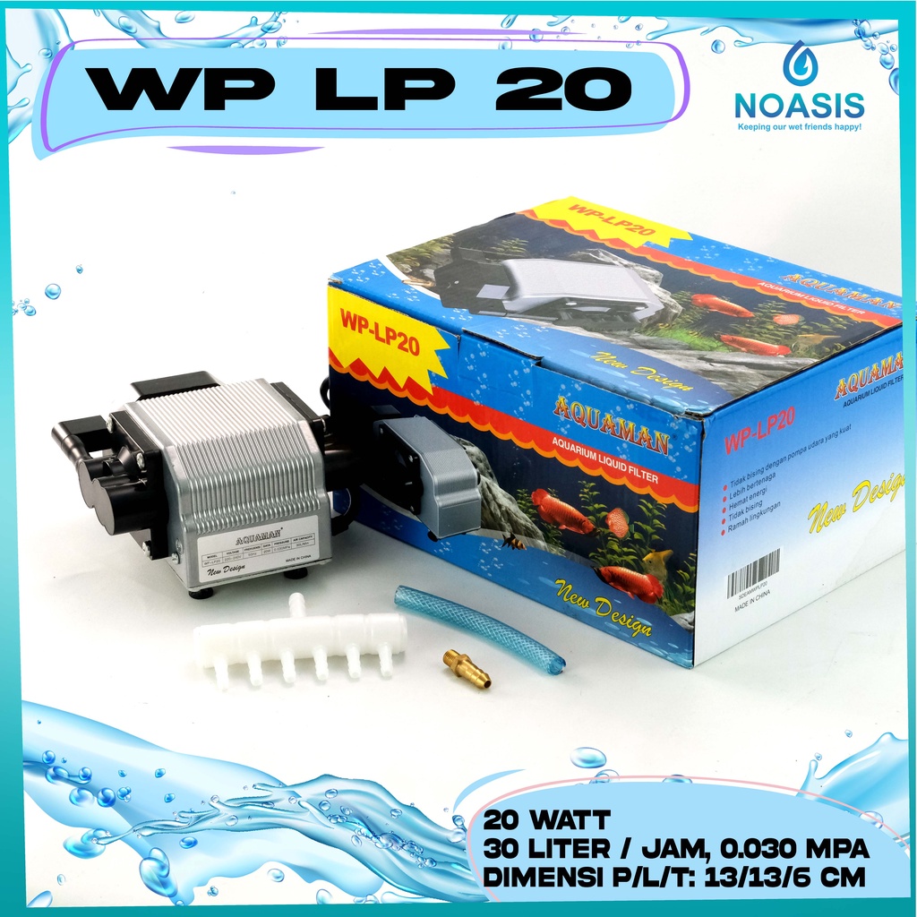 POMPA UDARA KOLAM AQUARIUM AQUAMAN WP LP 20 TEKANAN BESAR 6 OUTPUT