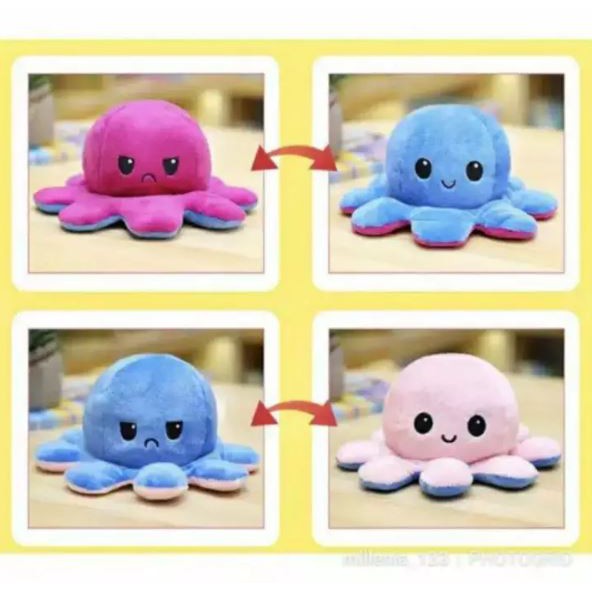Boneka MINI Gurita / Octopus / Cumi Cute Bolak Balik Lucuu Imut Hadiah Kado