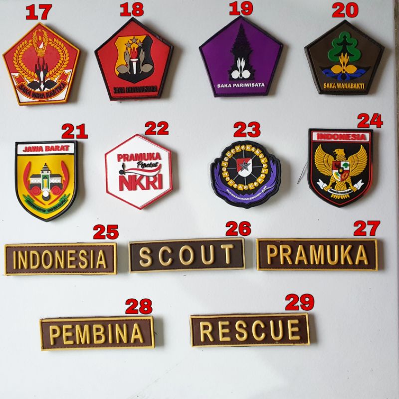 PATCH RUBBER LOGO PRAMUKA/SCOUT/RESCUE/TEMPELAN EMBLEM KARET VELCRO